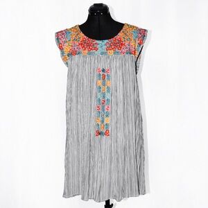 Floral Embroidery Boho Dress Flutter Sleeves